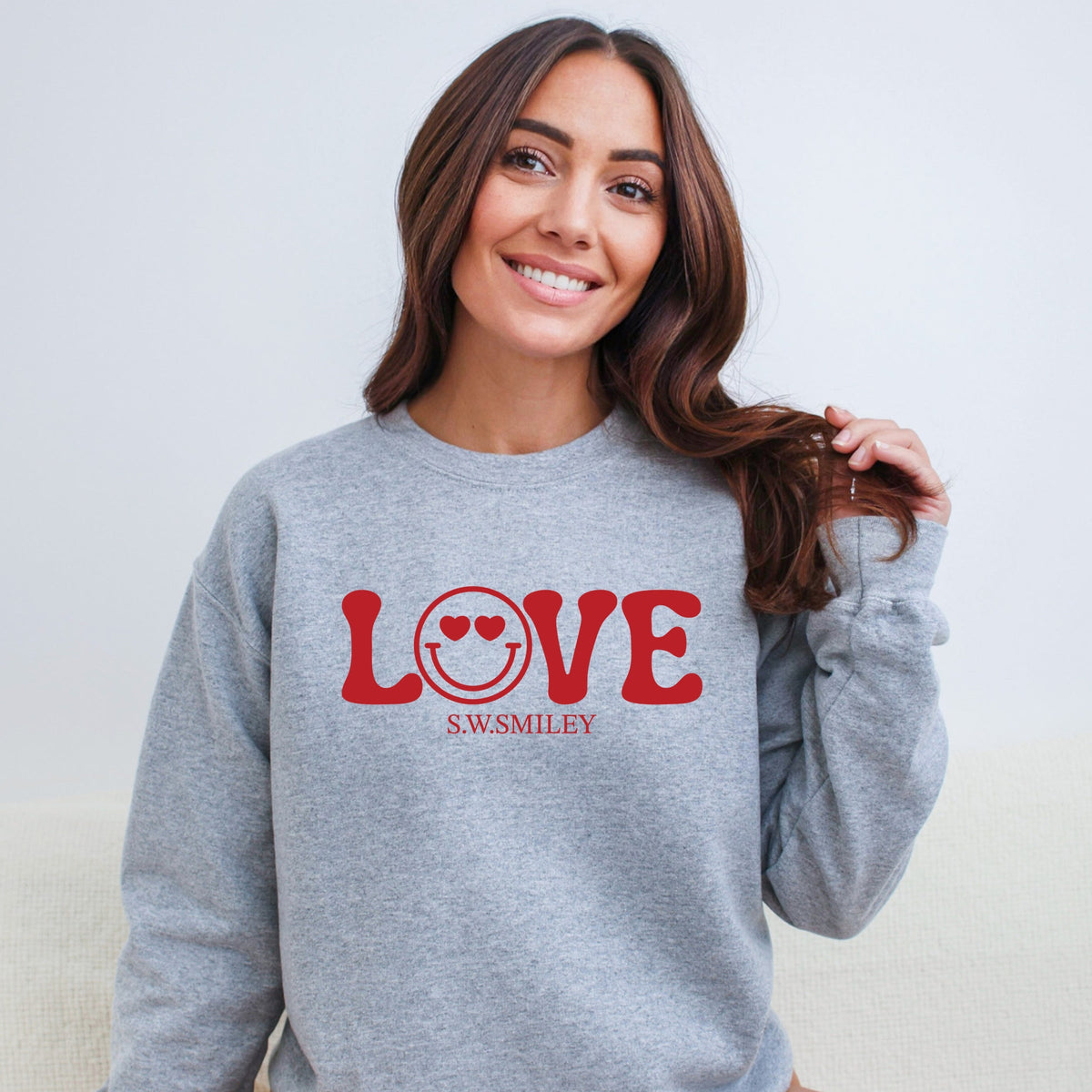 S.W.Smiley Love Smile -  Women's Graphic Sweatshirt