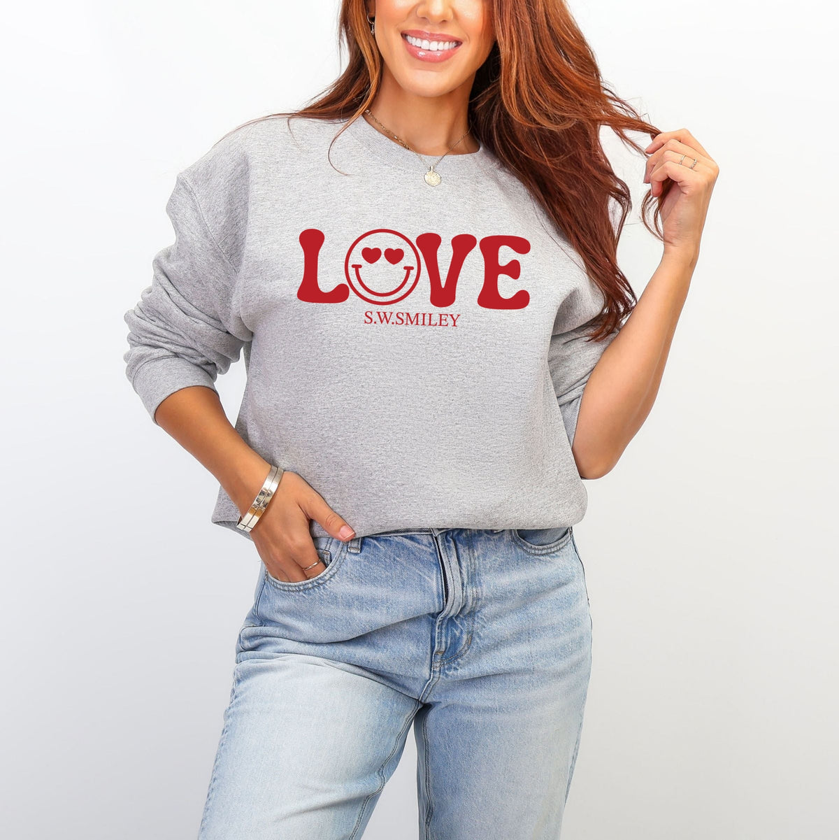 S.W.Smiley Love Smile -  Women's Graphic Sweatshirt