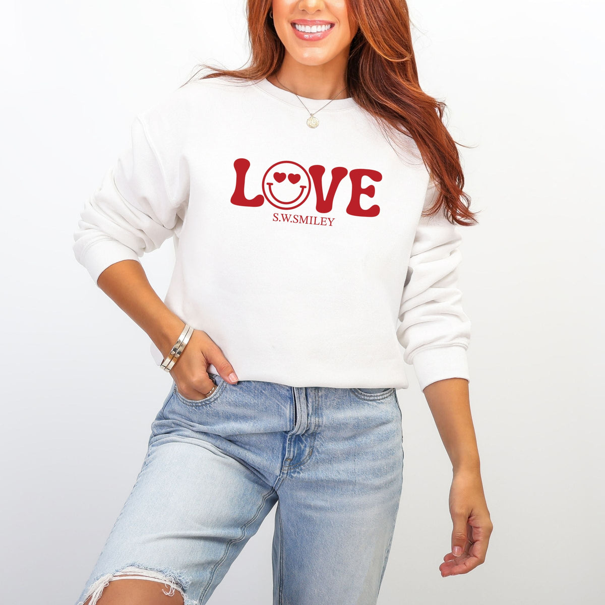 S.W.Smiley Love Smile -  Women's Graphic Sweatshirt