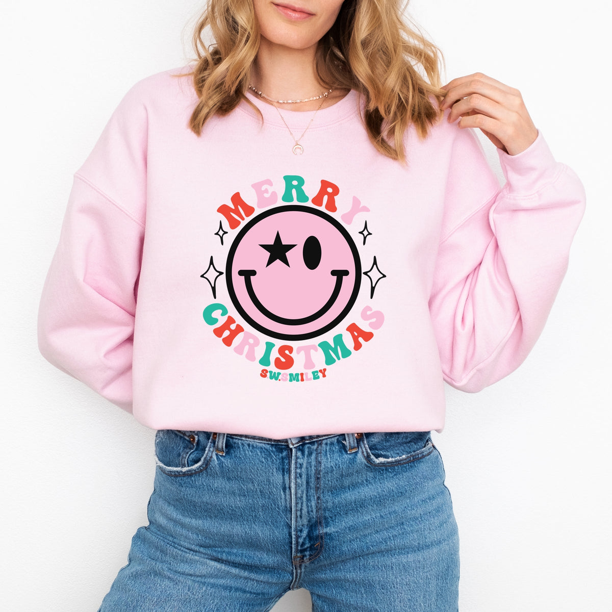 S.W.Smiley Merry Christmas Smiley  -  Women's Graphic Sweatshirt