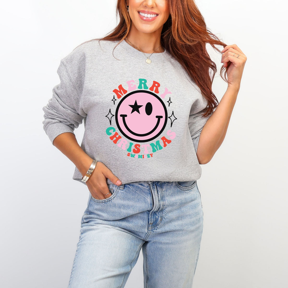 S.W.Smiley Merry Christmas Smiley  -  Women's Graphic Sweatshirt