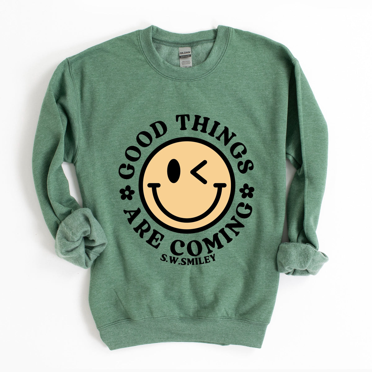 S.W.Smiley Good Things Are Coming Smiley Face -  Women's Graphic Sweatshirt