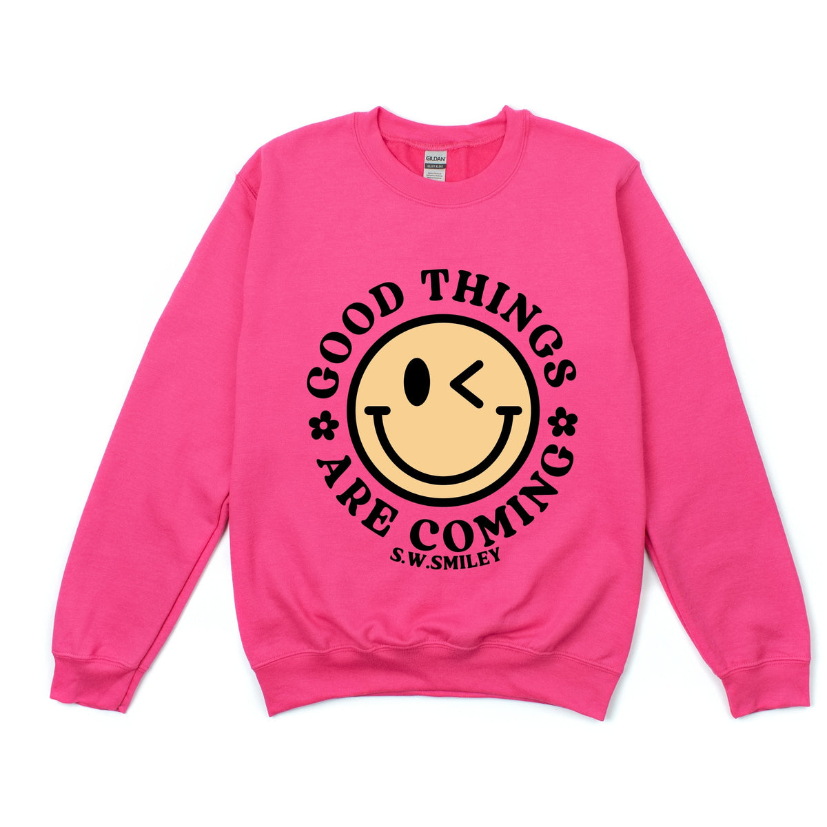 S.W.Smiley Good Things Are Coming Smiley Face -  Women's Graphic Sweatshirt