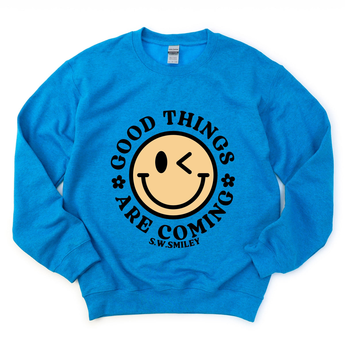 S.W.Smiley Good Things Are Coming Smiley Face -  Women's Graphic Sweatshirt