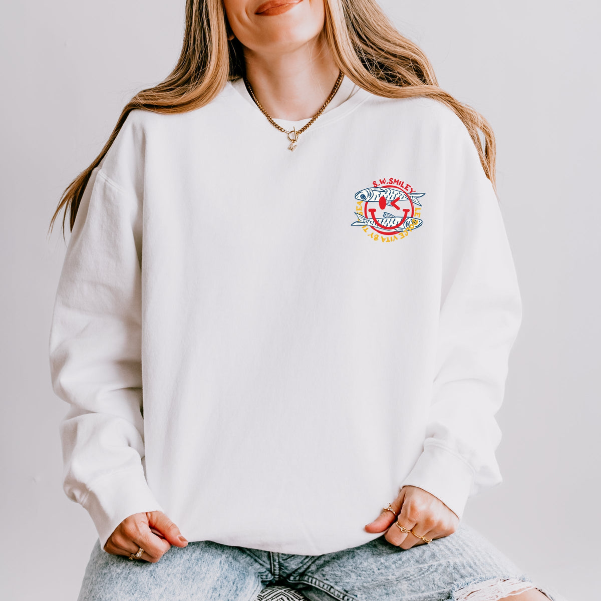 S.W. Smiley Sardines Can - Women's Lightweight Garment Dyed Sweatshirt