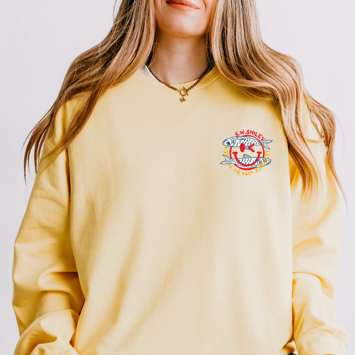 S.W. Smiley Sardines Can - Women's Lightweight Garment Dyed Sweatshirt
