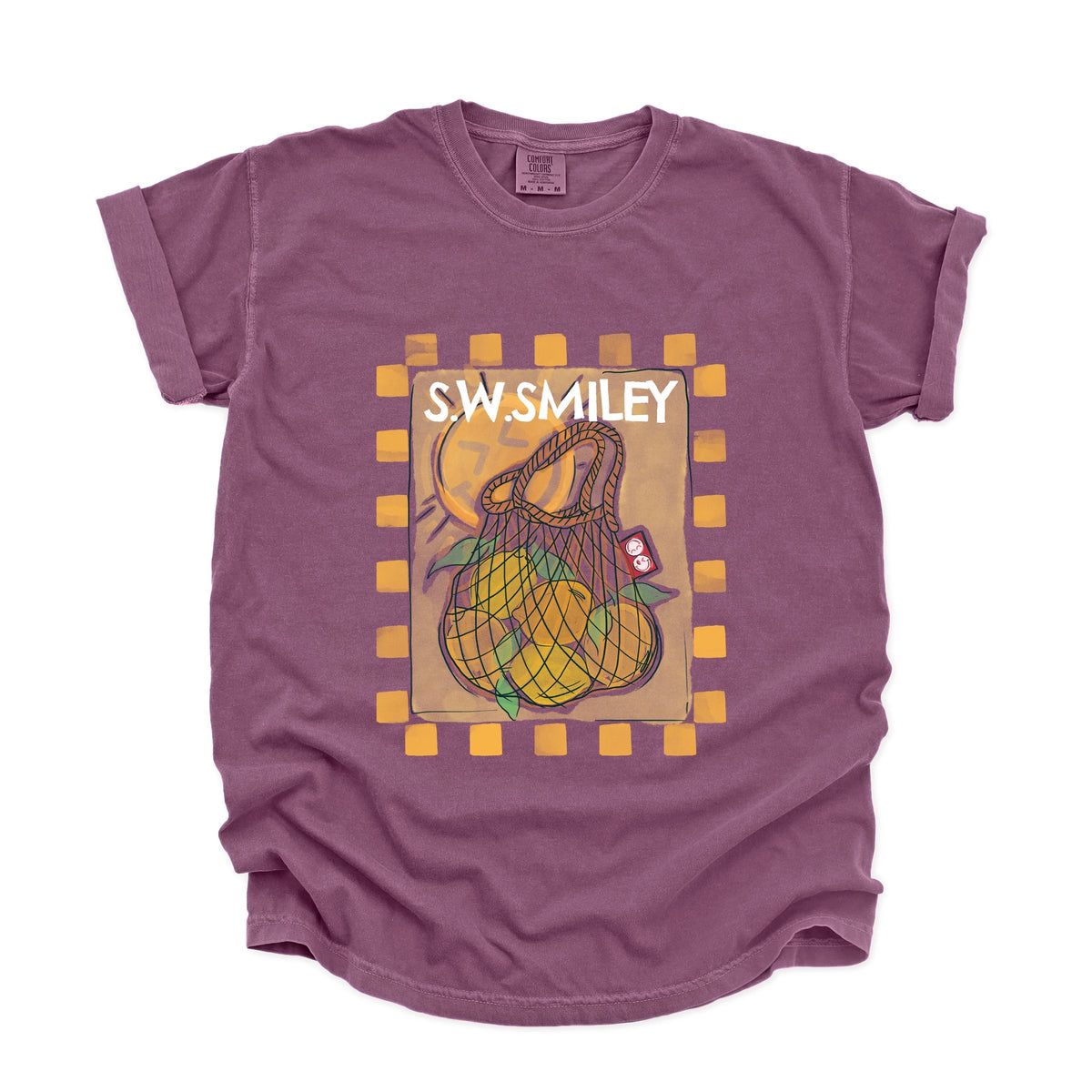 S.W.Smiley Lemon Bag - Women's Garment Dyed Graphic T-Shirt