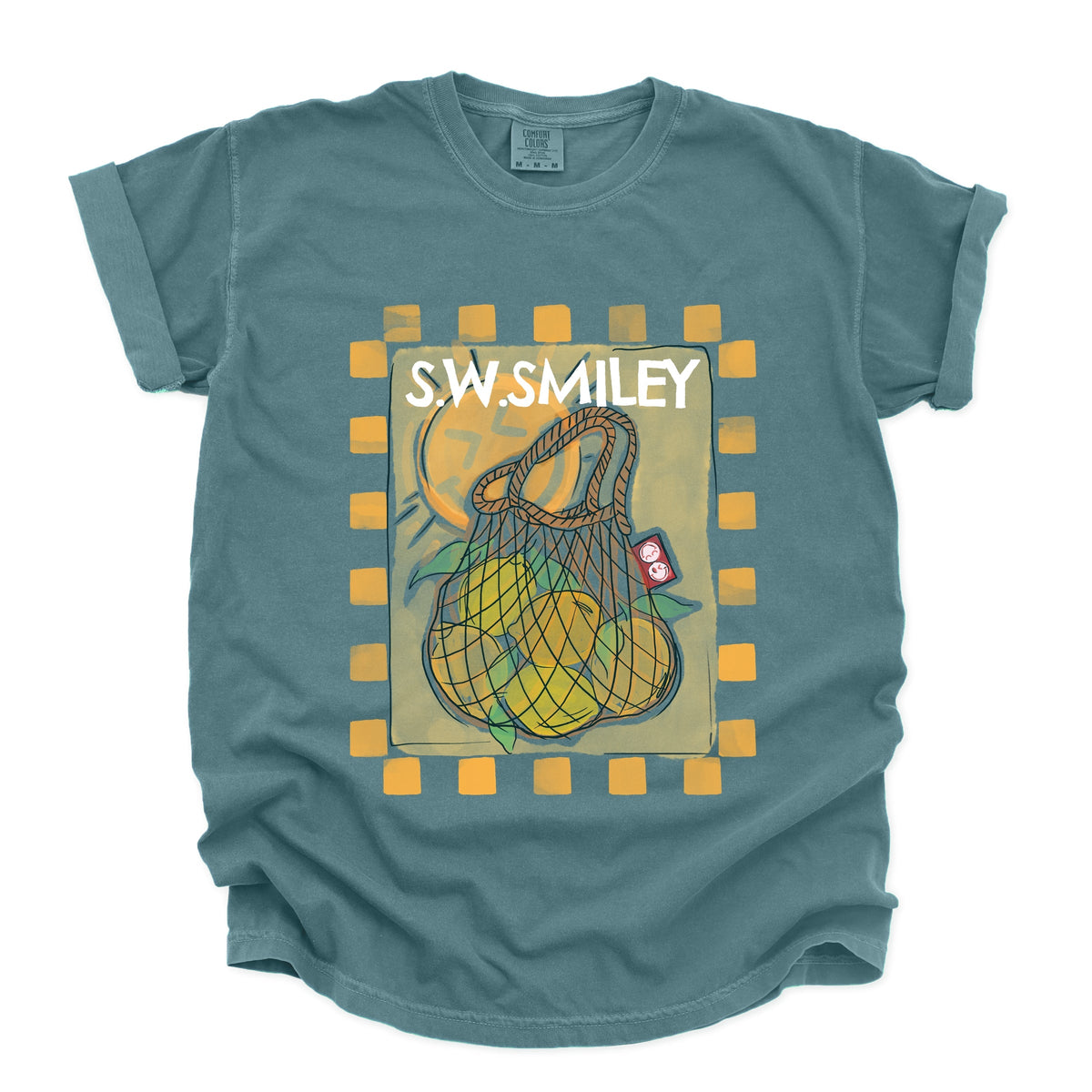 S.W.Smiley Lemon Bag - Women's Garment Dyed Graphic T-Shirt