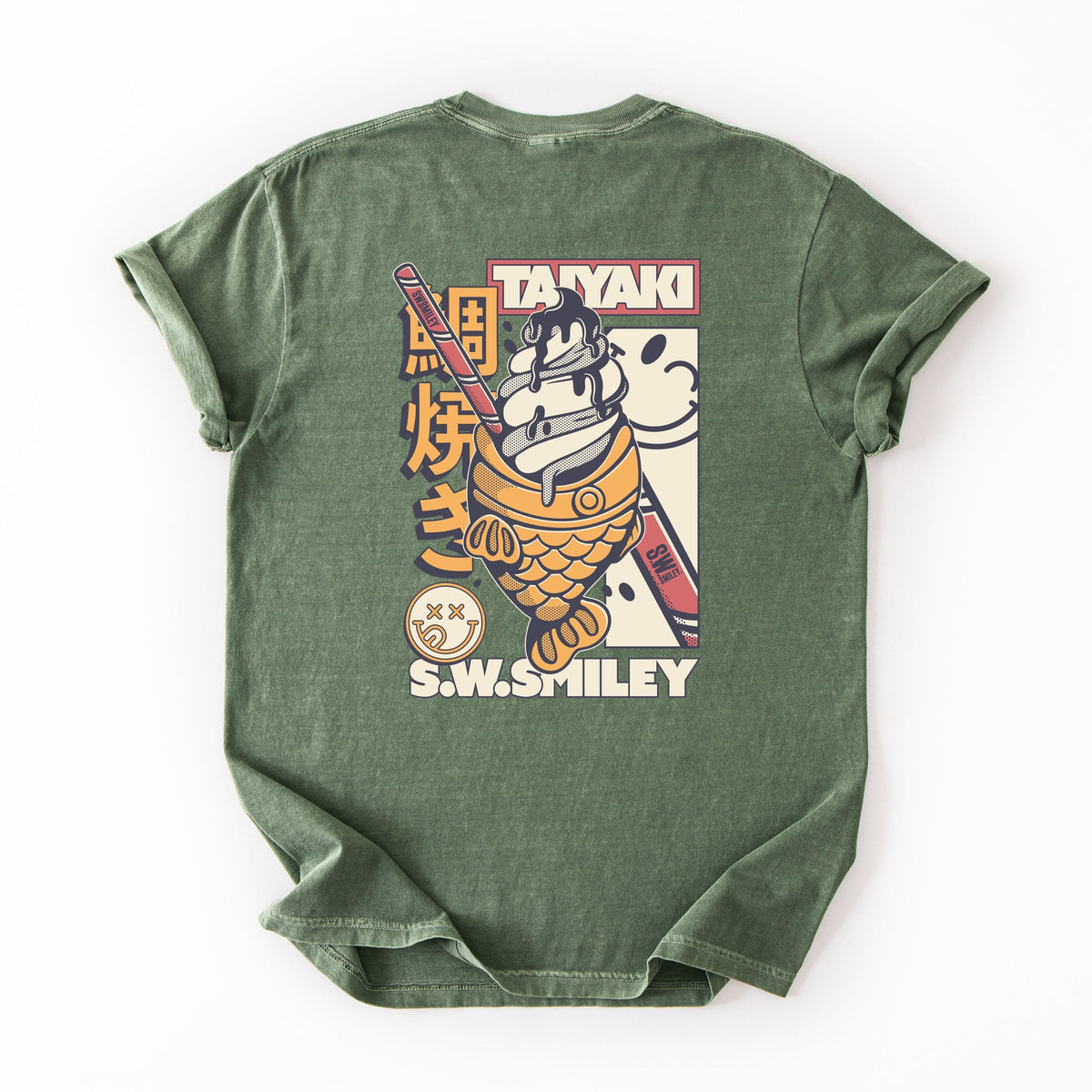 S.W.Smiley Taiyaki - Women's Garment Dyed Graphic T-Shirt
