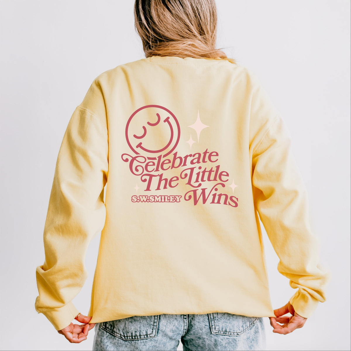 S.W.Smiley Celebrate The Little Wins - Women's Lightweight Garment Dyed Sweatshirt