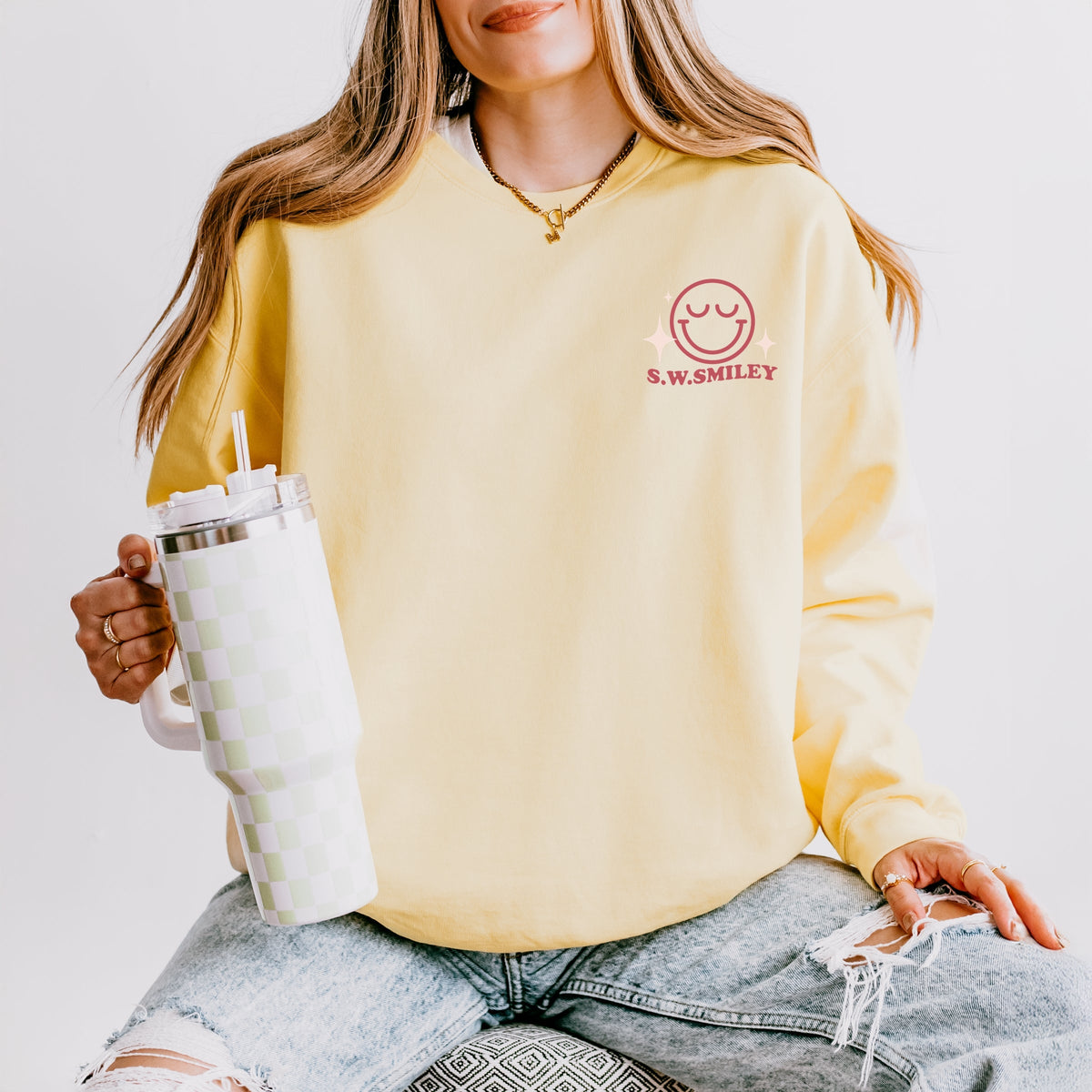 S.W.Smiley Celebrate The Little Wins - Women's Lightweight Garment Dyed Sweatshirt