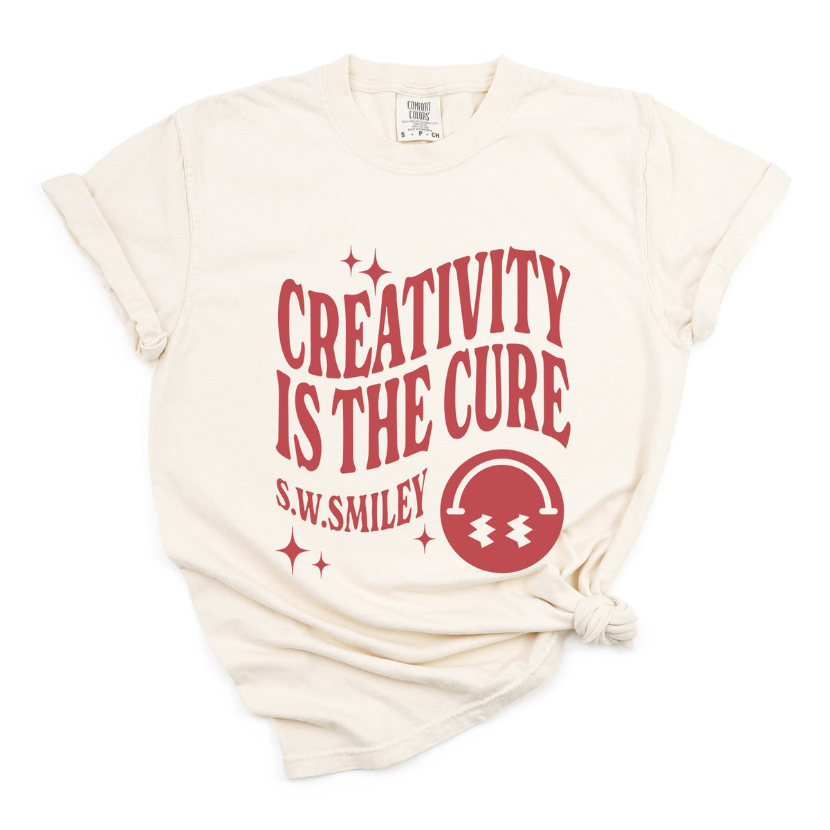 S.W.Smiley Creativity Is The Cure - Women's Garment Dyed Graphic T-Shirt
