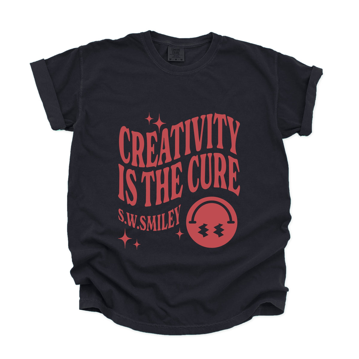 S.W.Smiley Creativity Is The Cure - Women's Garment Dyed Graphic T-Shirt
