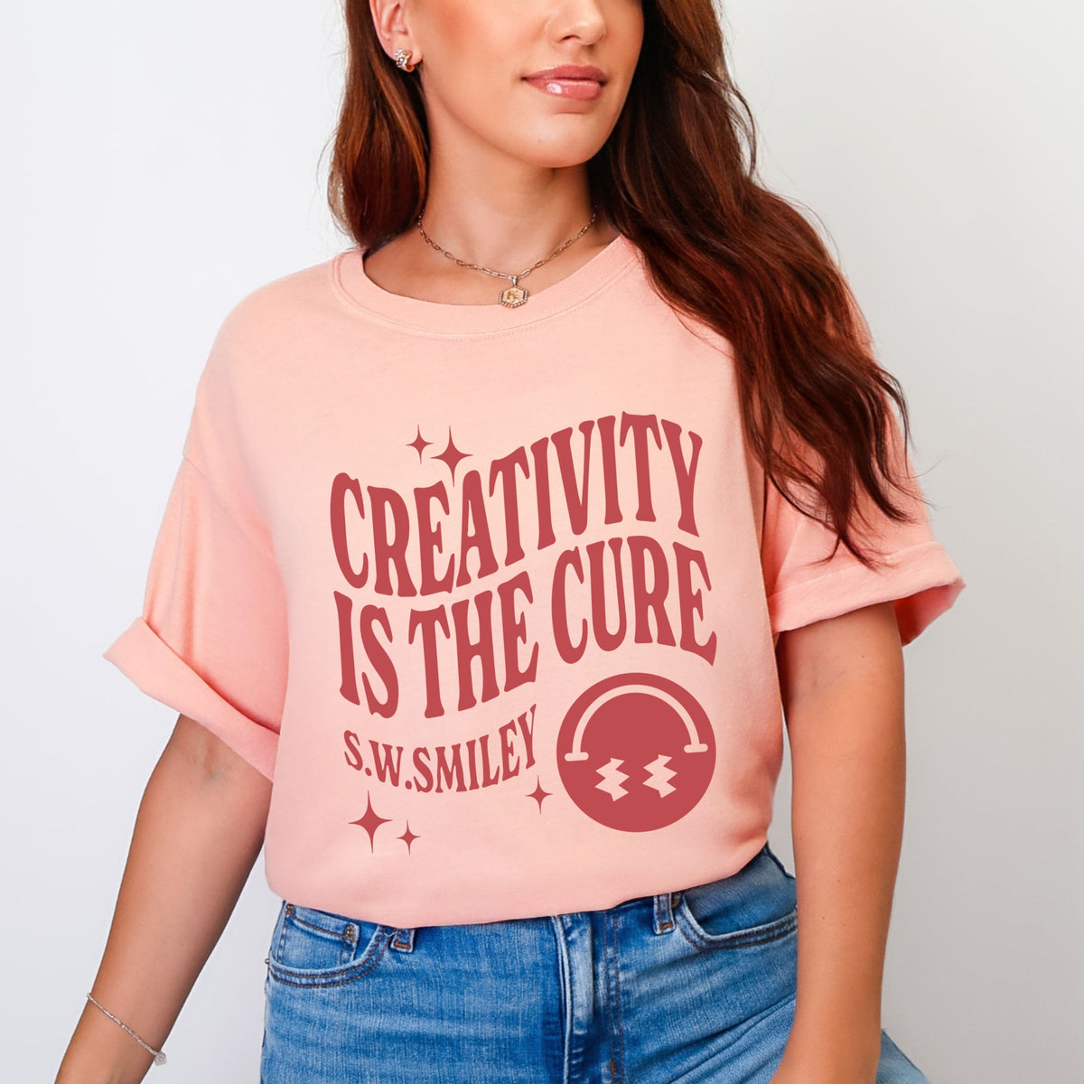 S.W.Smiley Creativity Is The Cure - Women's Garment Dyed Graphic T-Shirt