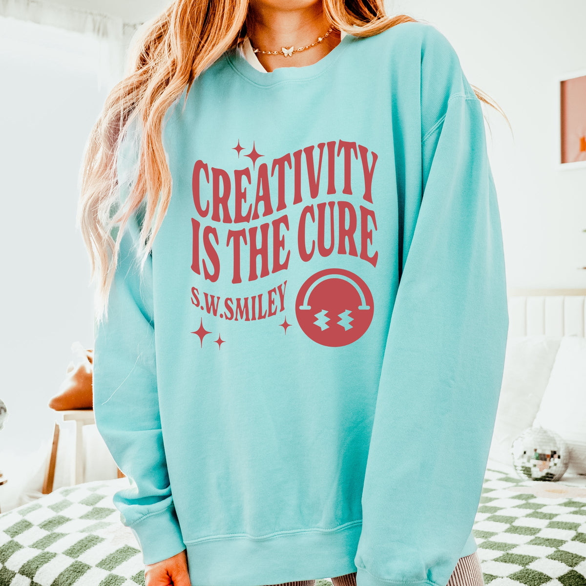 S.W.Smiley Creativity Is The Cure - Women's Lightweight Garment Dyed Sweatshirt