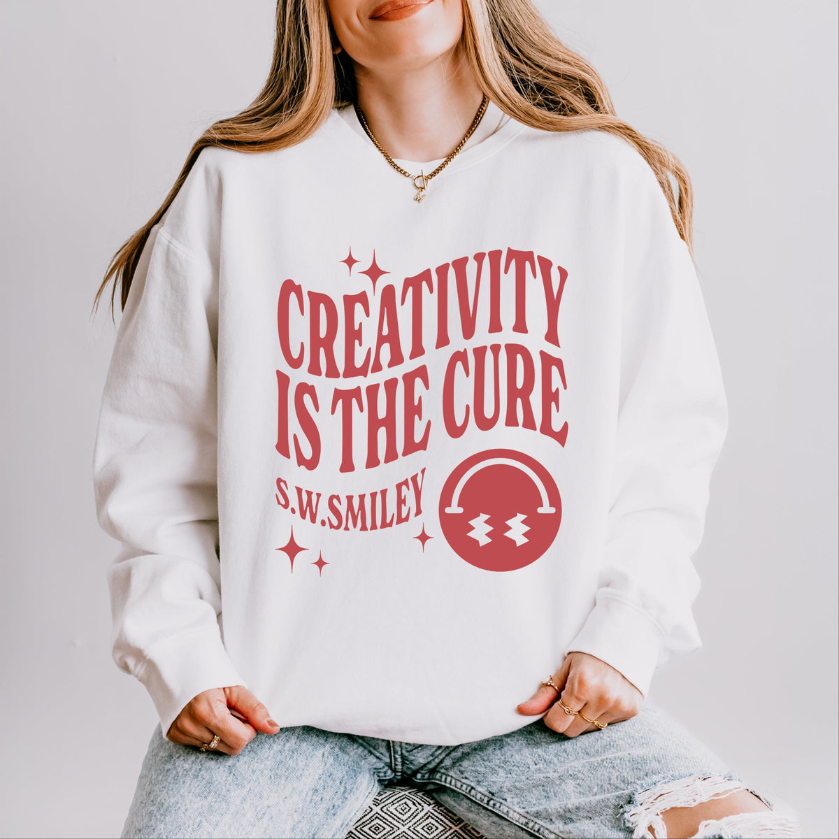 S.W.Smiley Creativity Is The Cure - Women's Lightweight Garment Dyed Sweatshirt