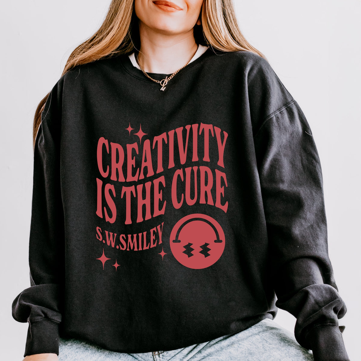 S.W.Smiley Creativity Is The Cure - Women's Lightweight Garment Dyed Sweatshirt