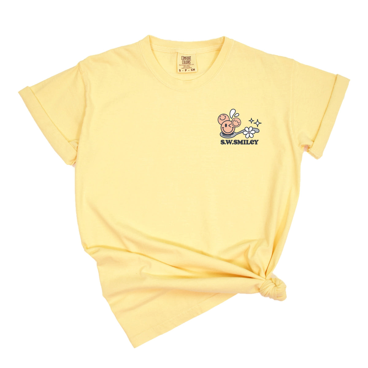 S.W.Smiley Life Is Better Cereal - Women's Garment Dyed Graphic T-Shirt
