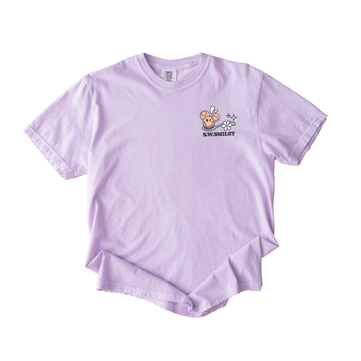 S.W.Smiley Life Is Better Cereal - Women's Garment Dyed Graphic T-Shirt