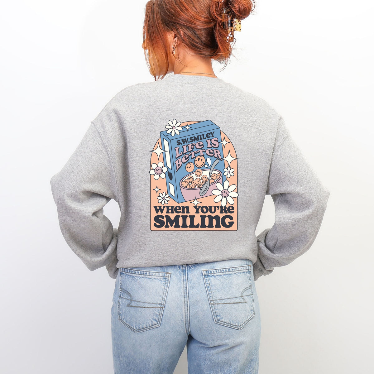 S.W.Smiley Life Is Better Cereal - Women's Graphic Sweatshirt