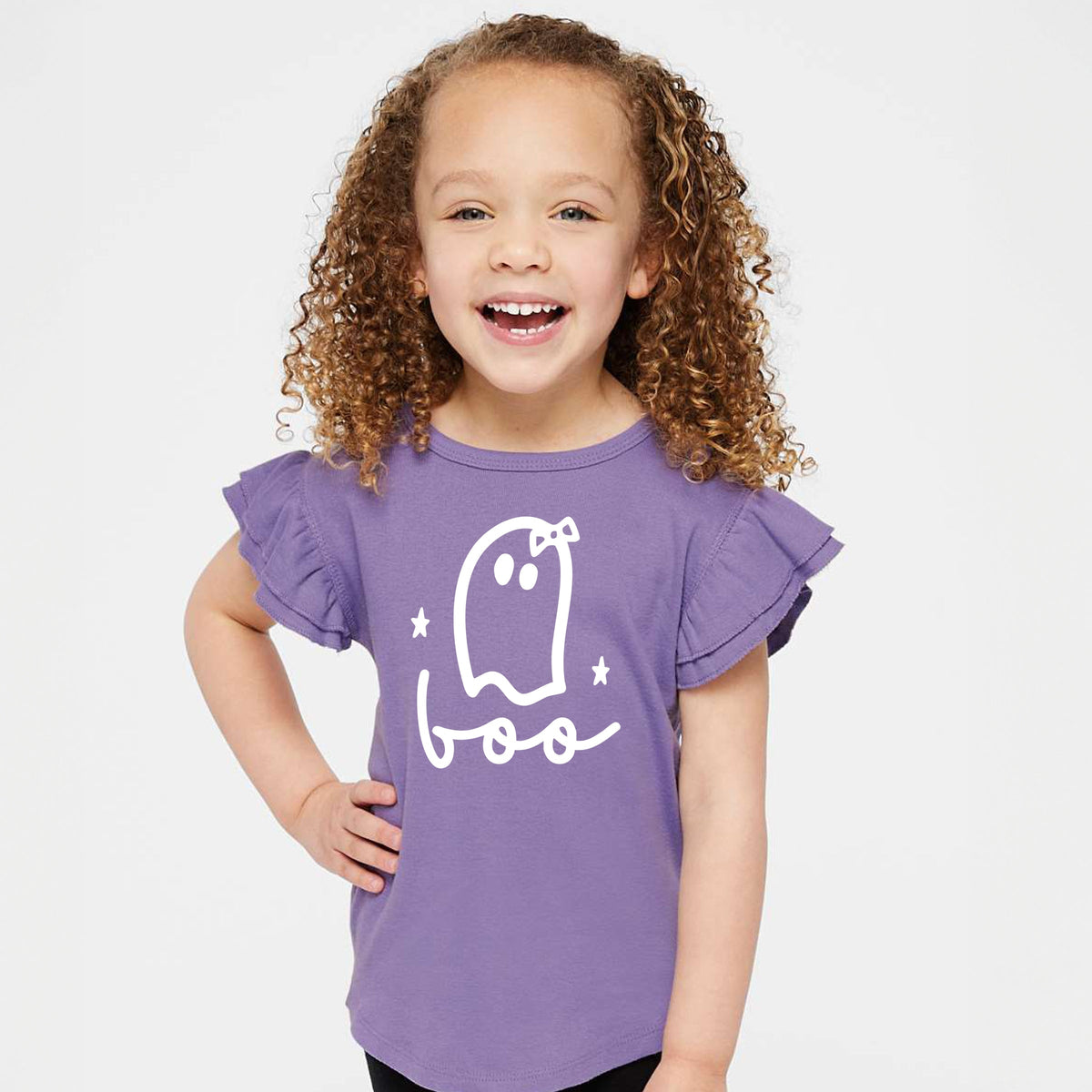 Boo Ghost Bow - Flutter Sleeve Tee