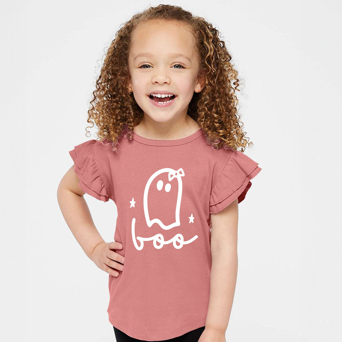 Boo Ghost Bow - Flutter Sleeve Tee