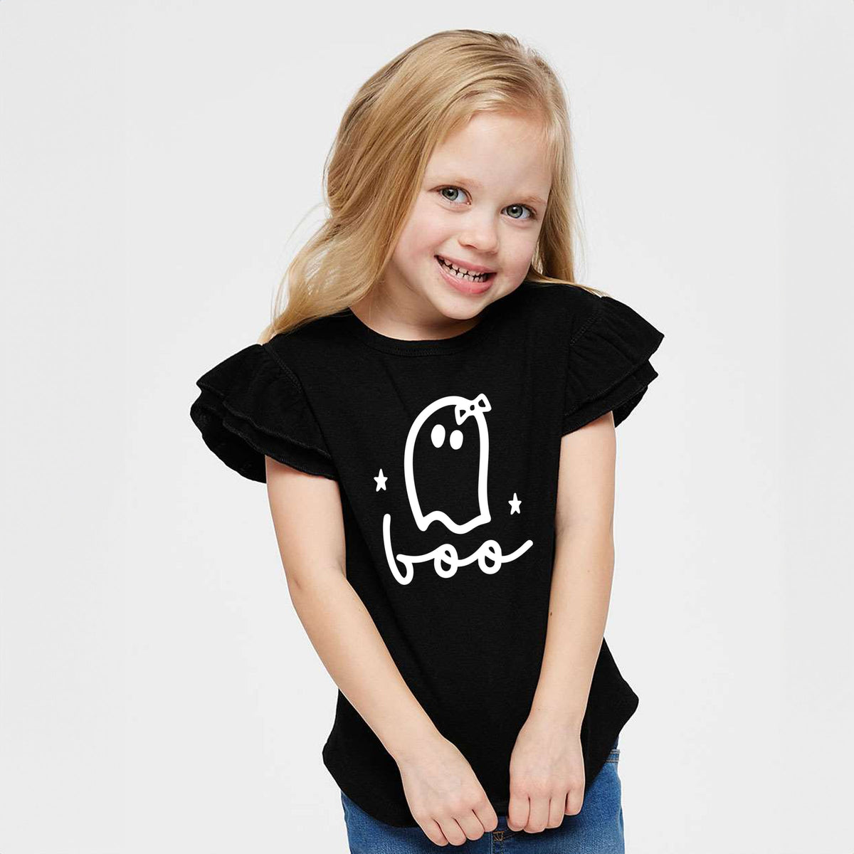Boo Ghost Bow - Flutter Sleeve Tee