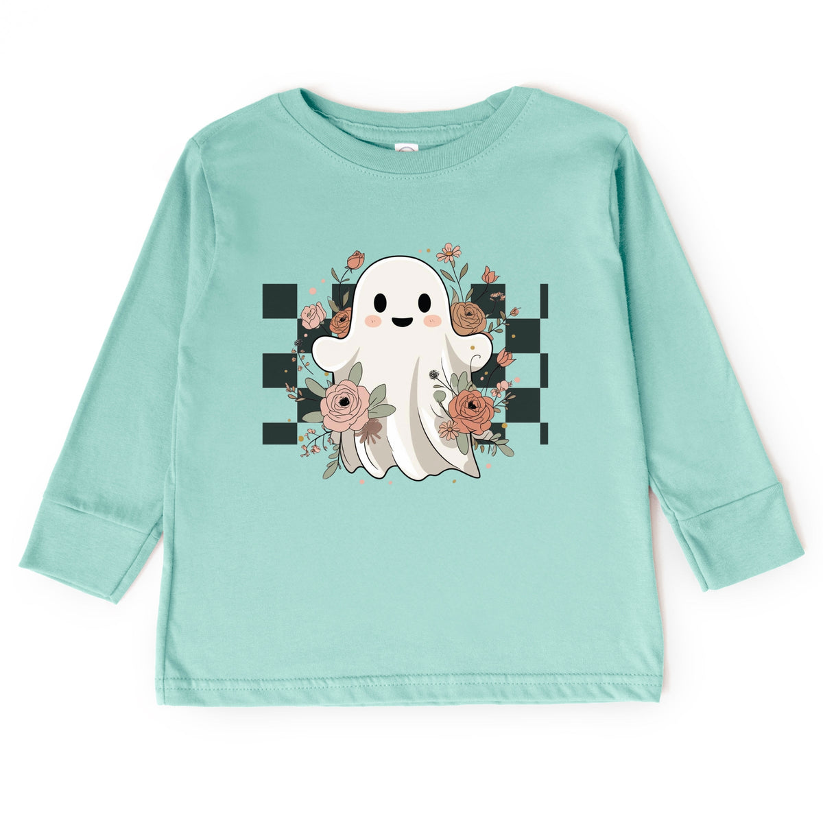 Checkered Ghost Rose - Kids Toddler Long Sleeve Tee and Kids Youth Long Sleeve Tee