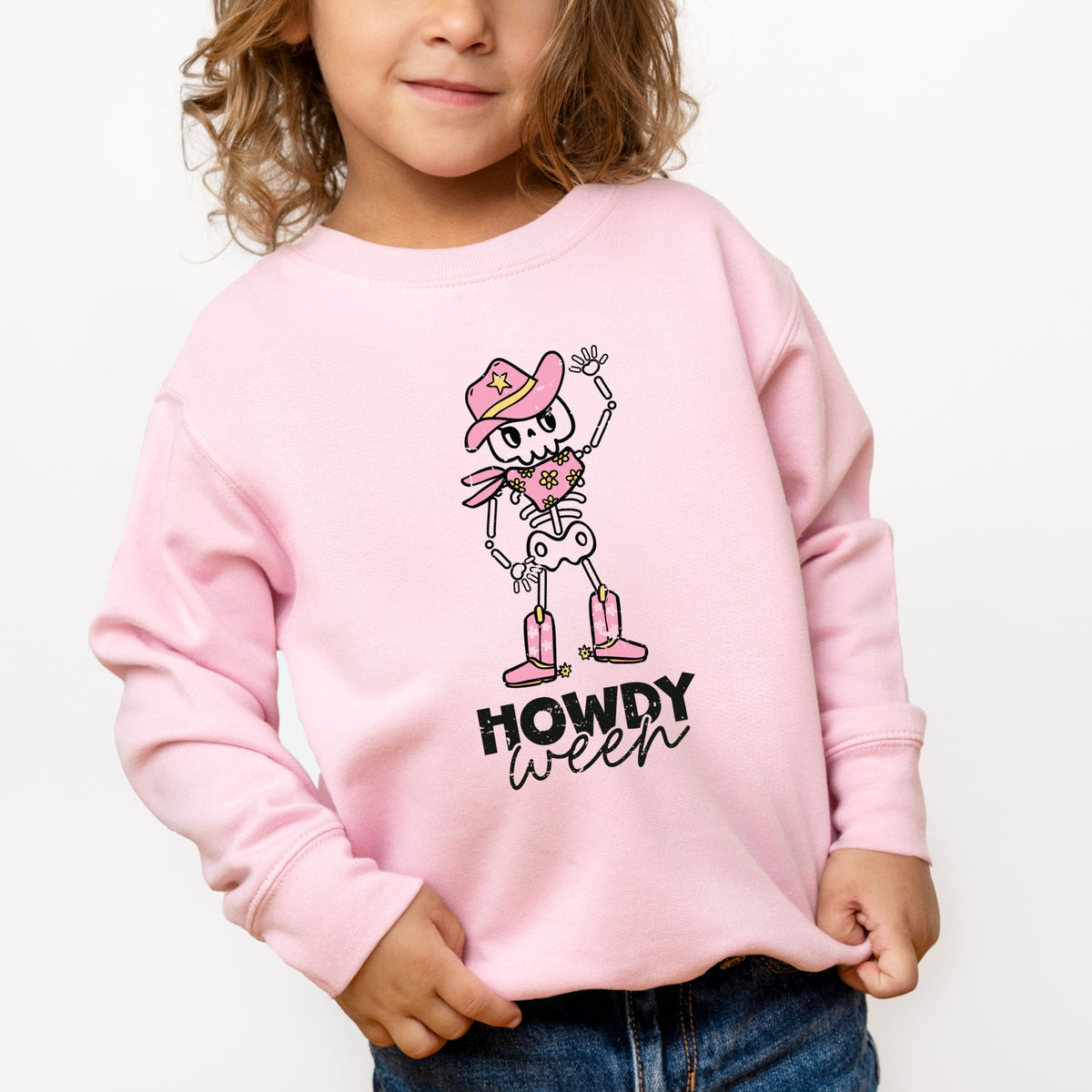 Howdyween Skeleton - Kids Toddler Sweatshirt and Kids Youth Sweatshirt