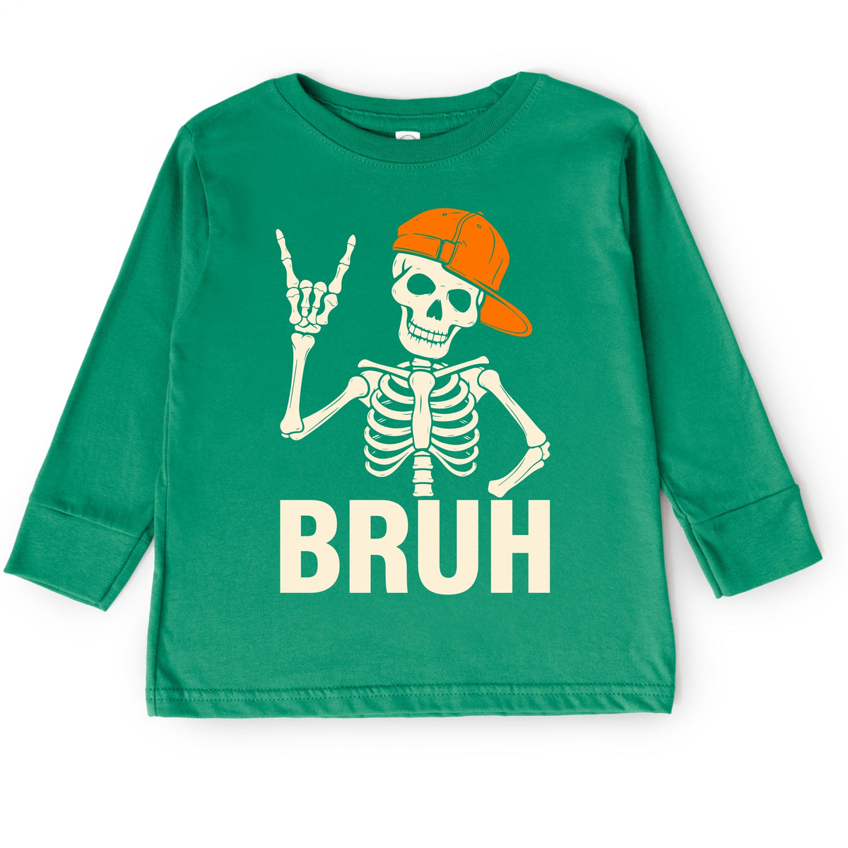 Bruh Skeleton With Hat - Toddler Long Sleeve Graphic Tee
