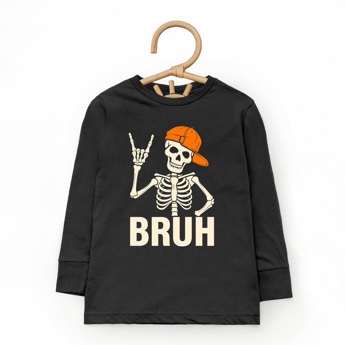 Bruh Skeleton With Hat - Toddler Long Sleeve Graphic Tee