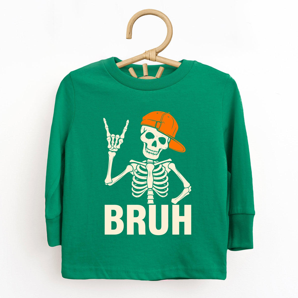Bruh Skeleton With Hat - Toddler Long Sleeve Graphic Tee