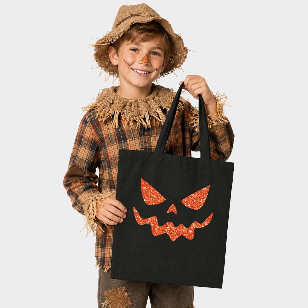 Pumpkin Face Glitter - Canvas Tote