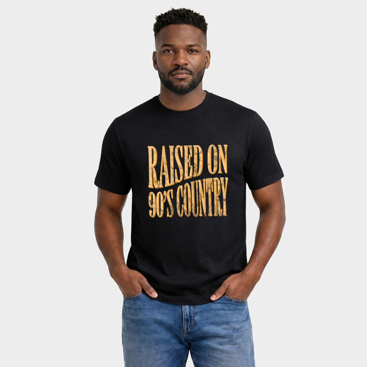 Raised on 90s Country Distressed - Men's Garment Dyed Graphic T-Shirt