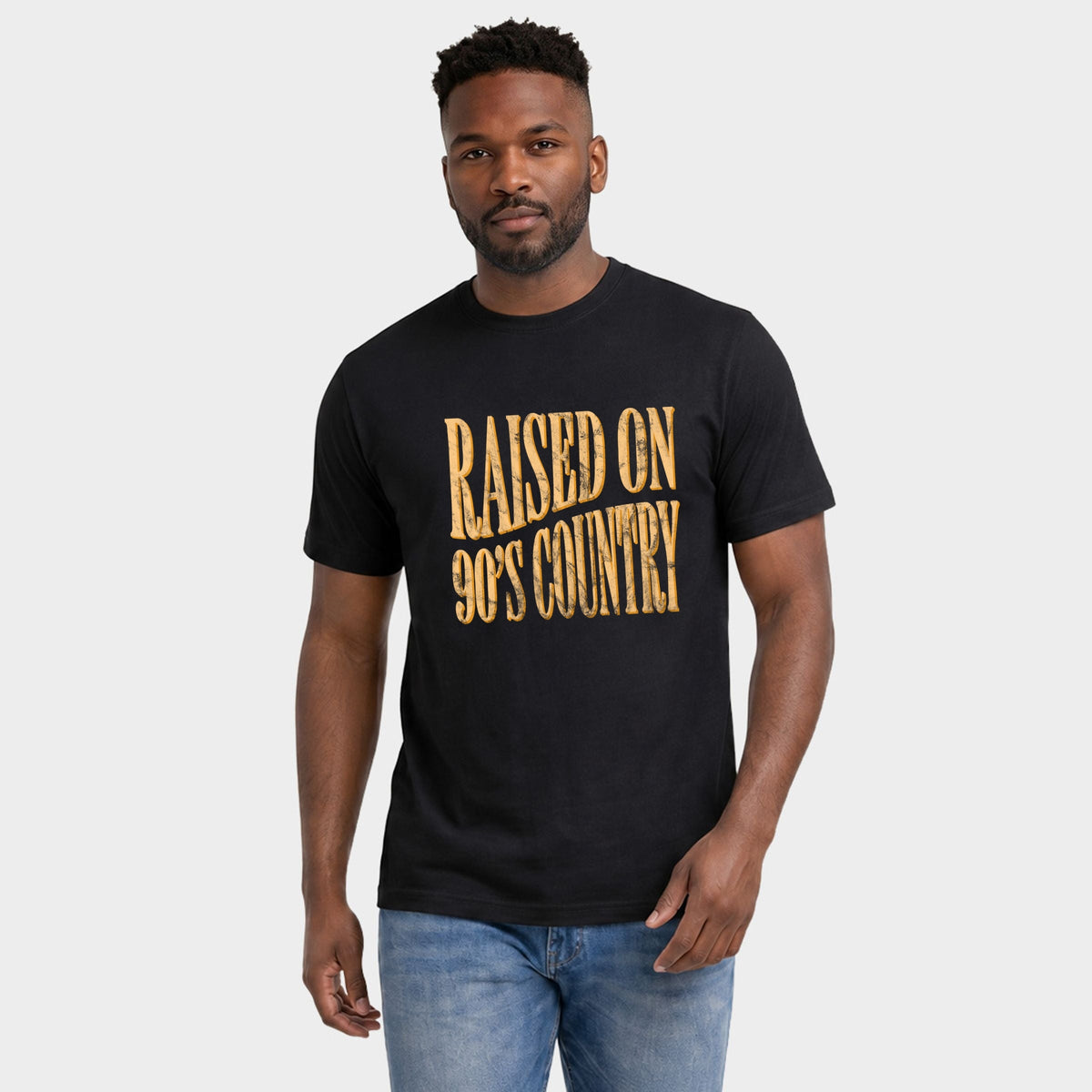 Raised on 90s Country Distressed - Men's Garment Dyed Graphic T-Shirt