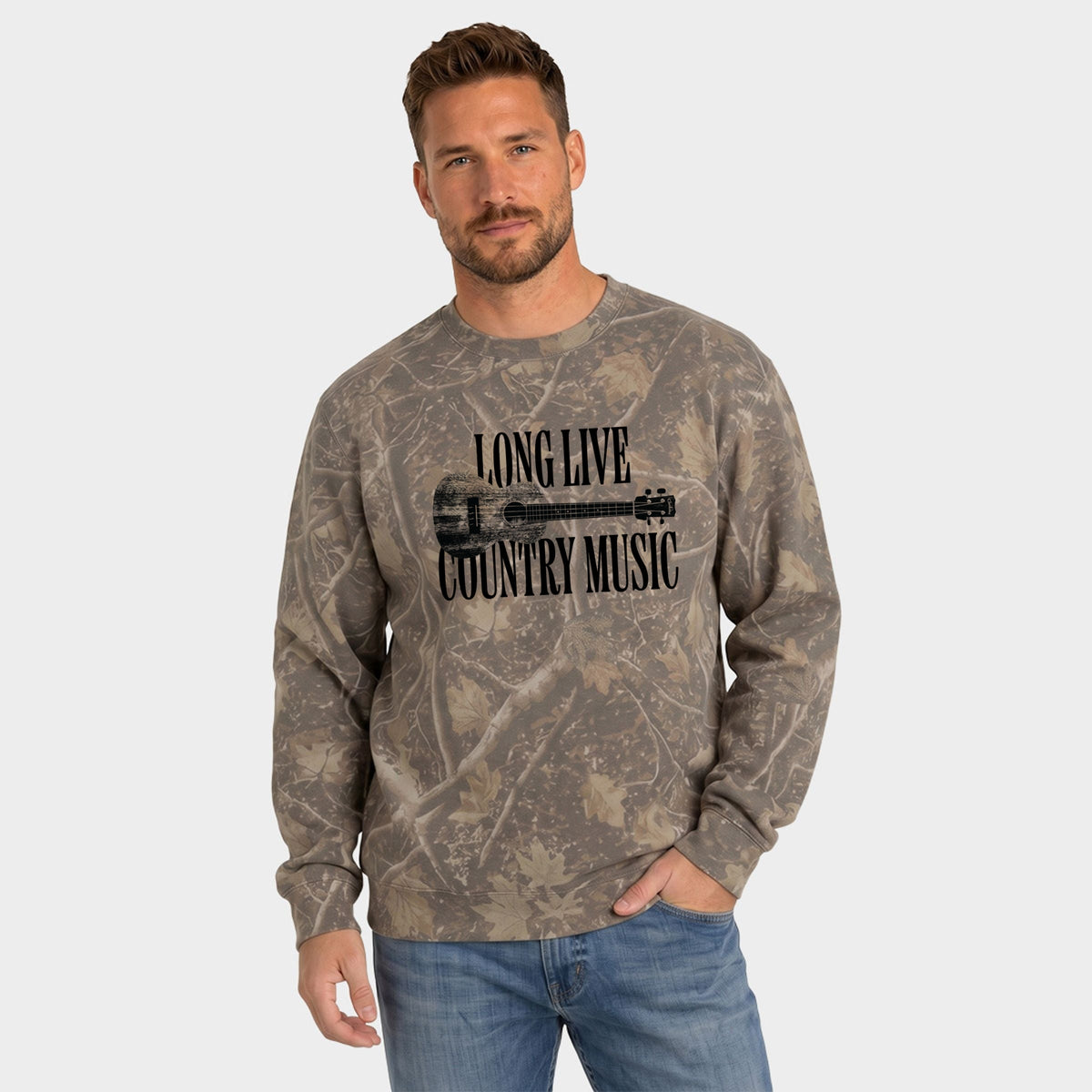 Long Live Country Music - Men's Camo Sweatshirt