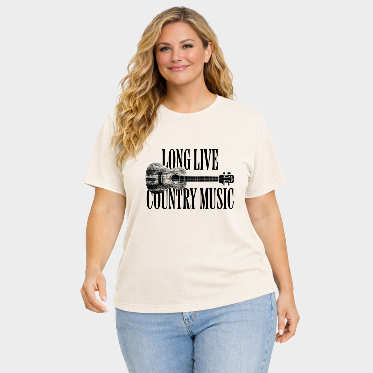 Long Live Country Music - Women's Plus Sized Garment Dyed Graphic T-Shirt