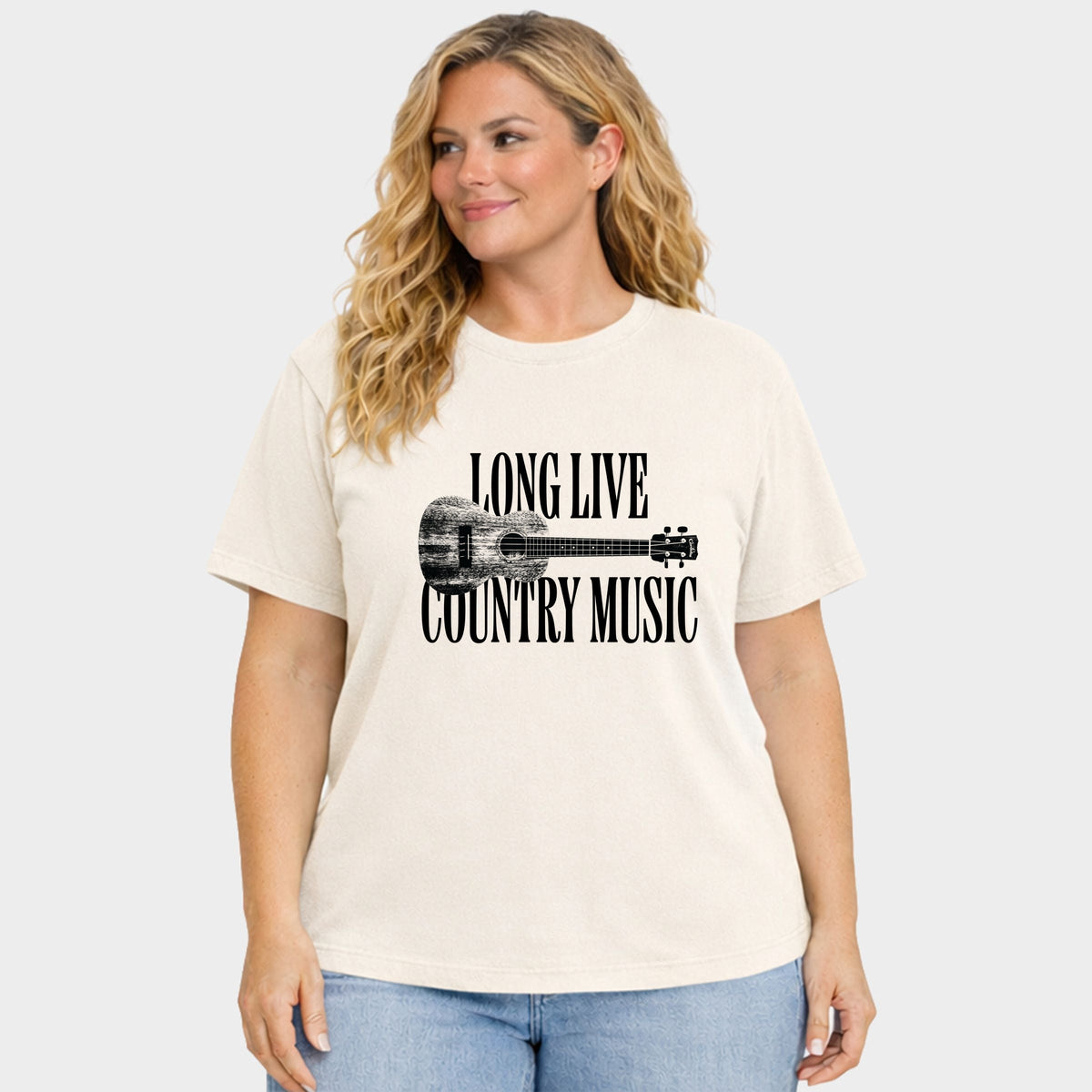 Long Live Country Music - Women's Plus Sized Garment Dyed Graphic T-Shirt