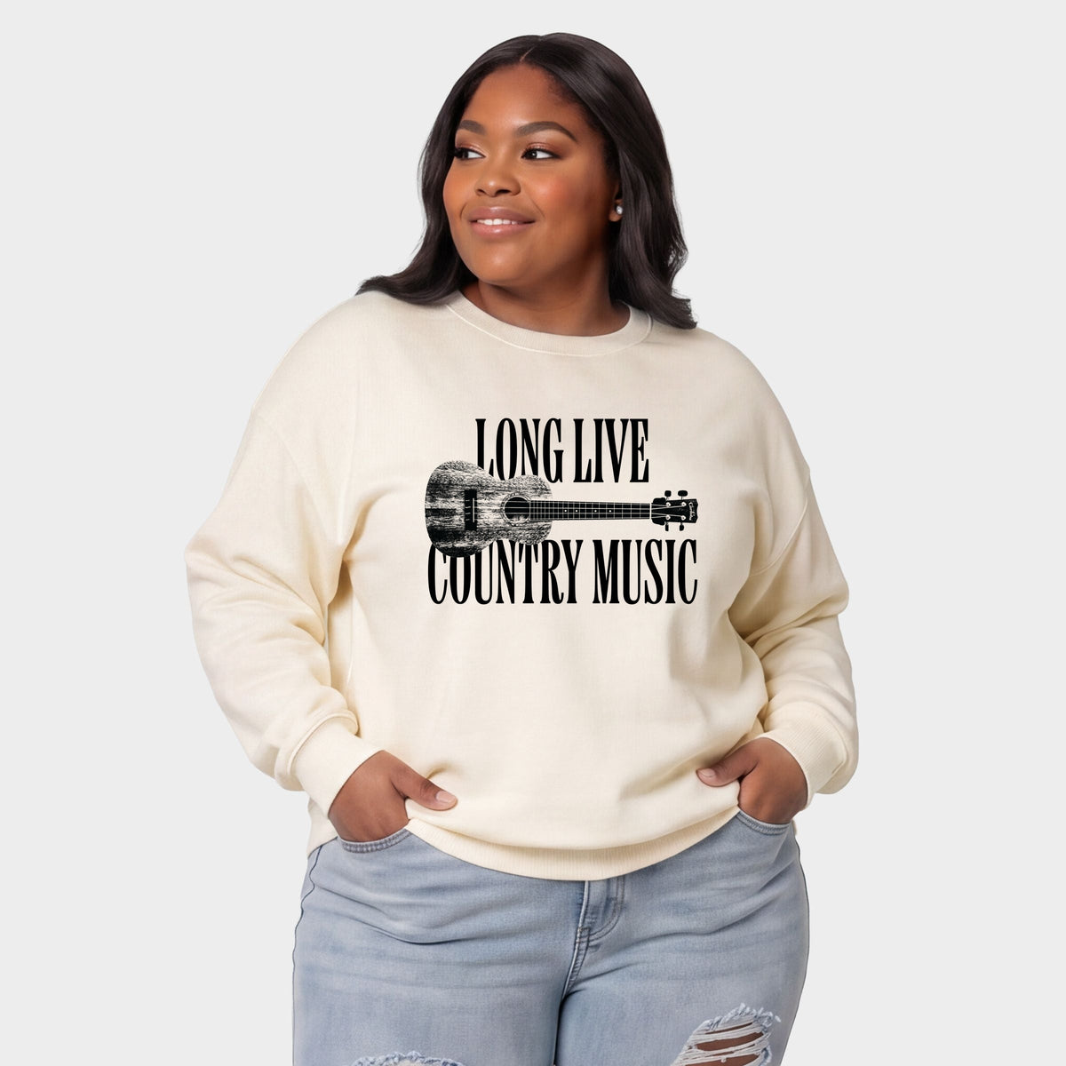 Long Live Country Music - Women's Plus Sized Graphic Sweatshirt