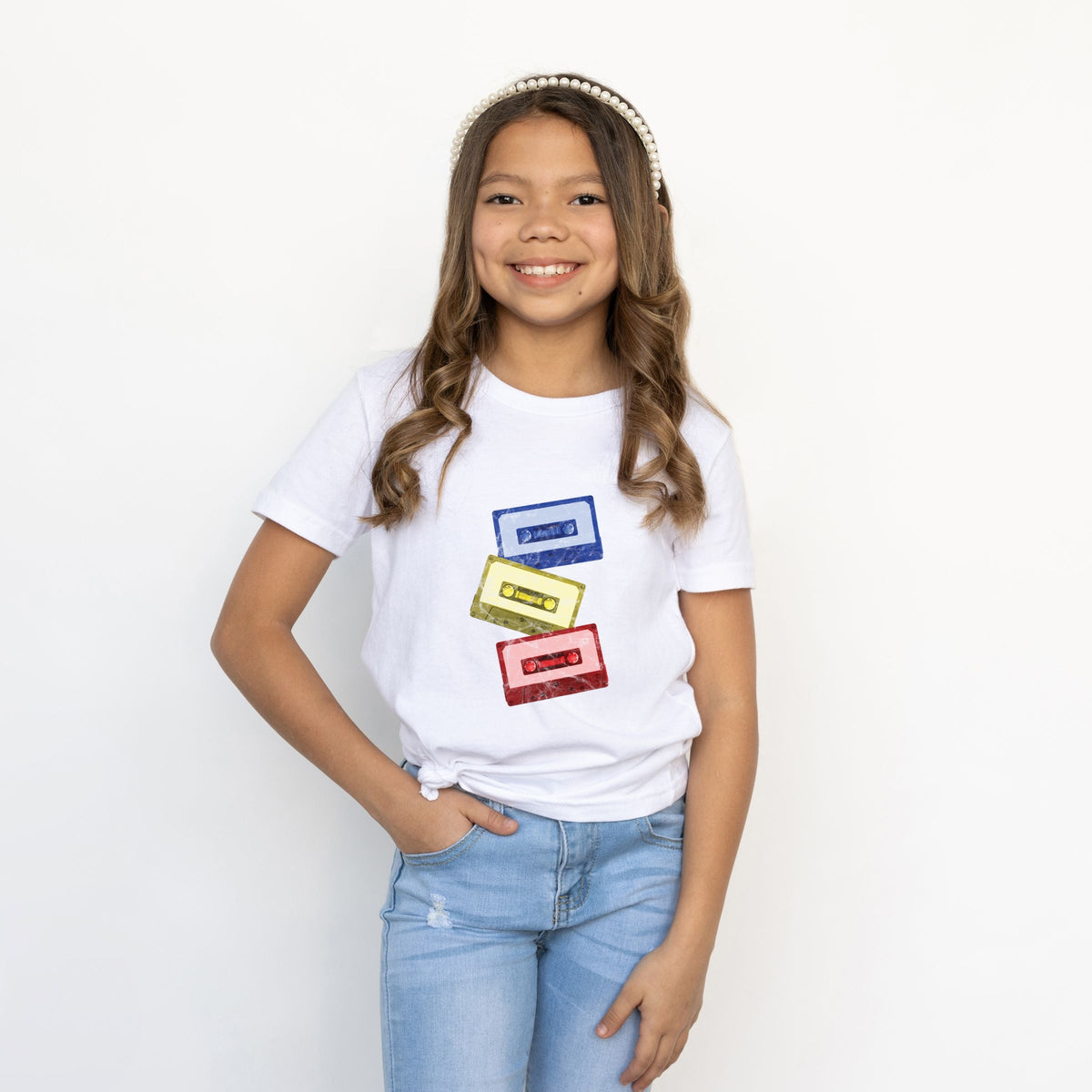 Cassette Tape Stack - Youth Short Sleeve Graphic T-Shirt