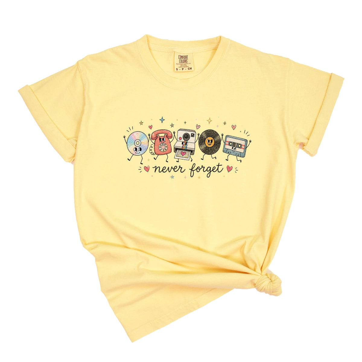 Never Forget Stick Figures - Women's Garment Dyed Graphic T-Shirt