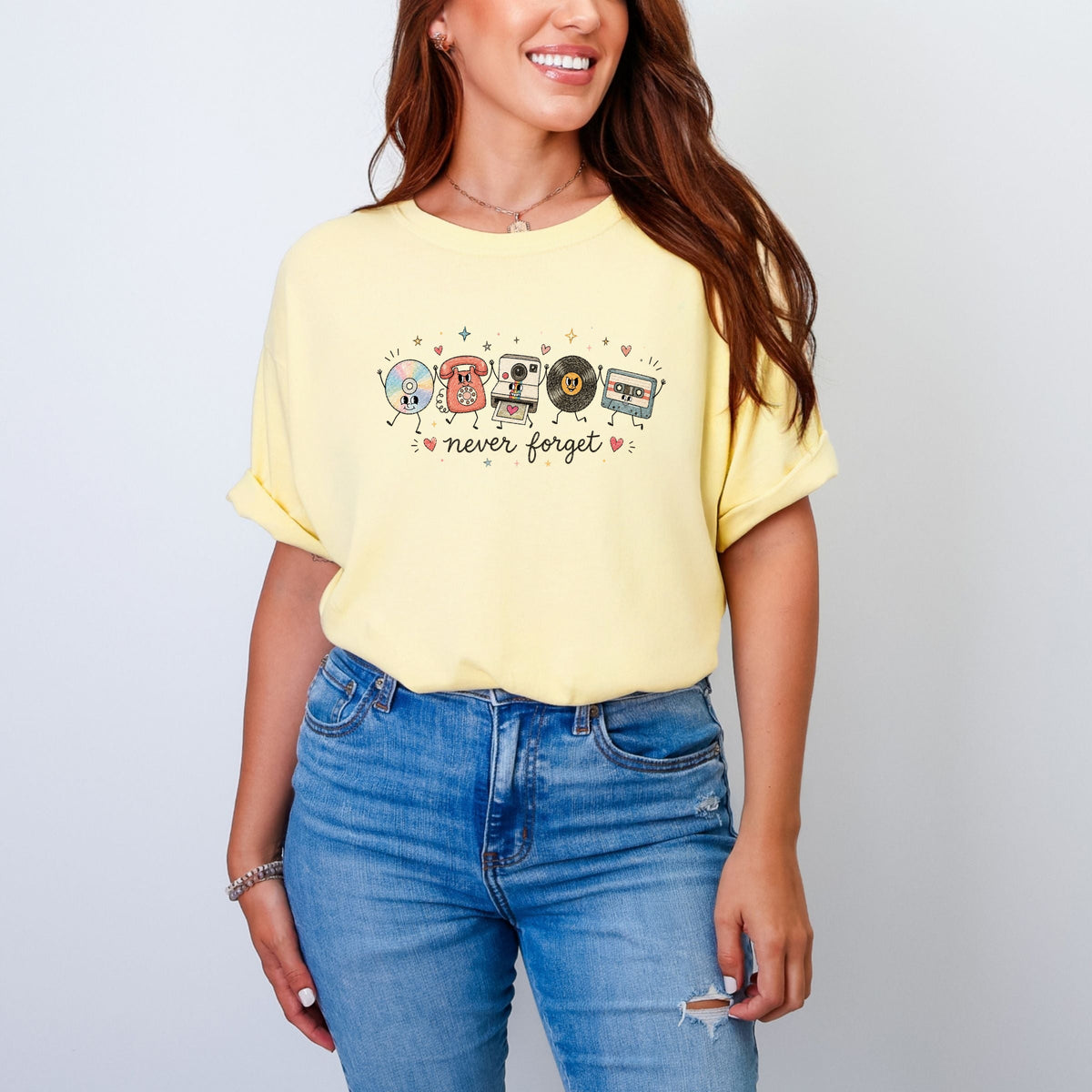 Never Forget Stick Figures - Women's Garment Dyed Graphic T-Shirt