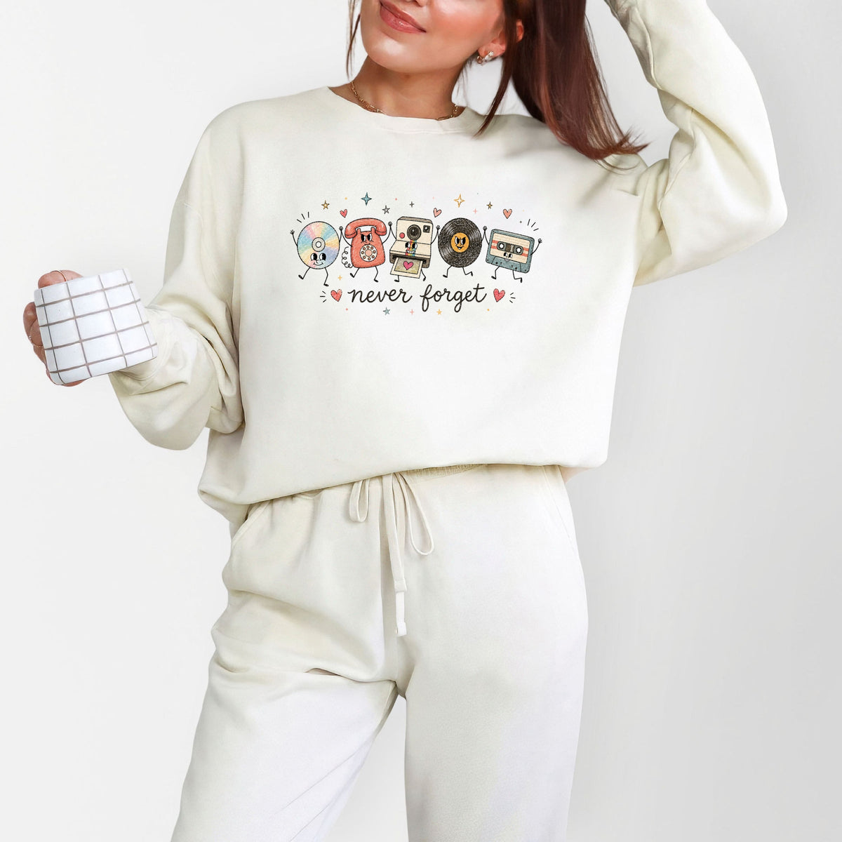 Never Forget Stick Figures - Women's Lightweight Garment Dyed Sweatshirt