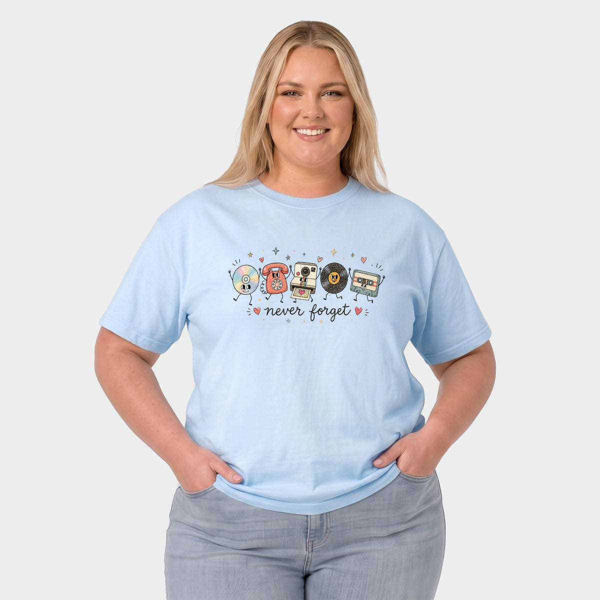 Never Forget Stick Figures - Women's Plus Garment Dyed Tee