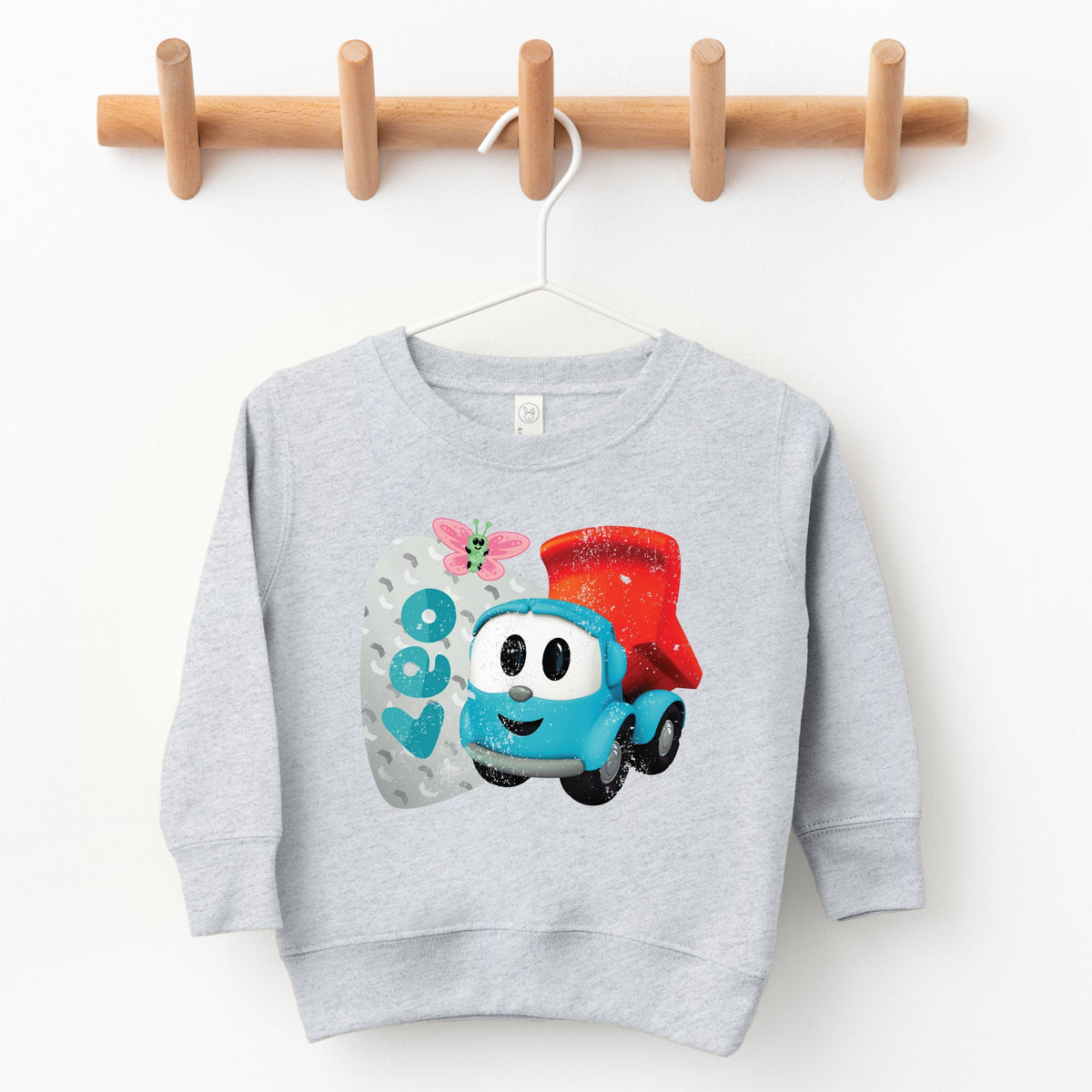 Leo the Truck Leo Name Distressed - Kids Toddler Graphic Sweatshirt