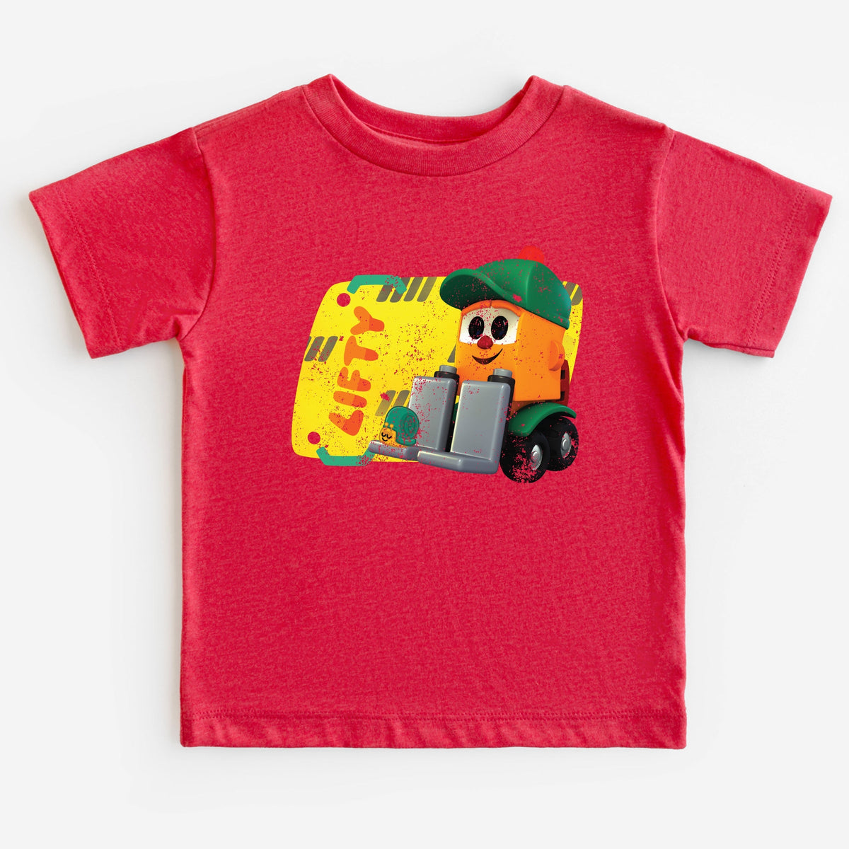 Leo the Truck Lifty Name Distressed - Toddler Short Sleeve Graphic T-Shirt
