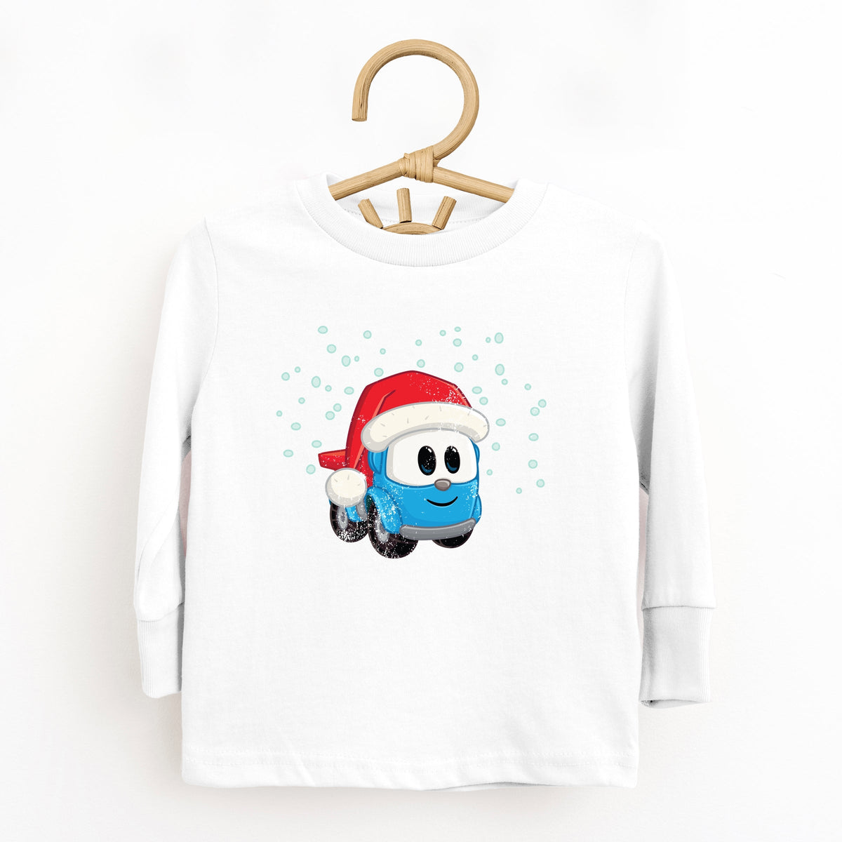 Leo the Truck Santa Hat Snow - Toddler Long Sleeve Graphic Tee