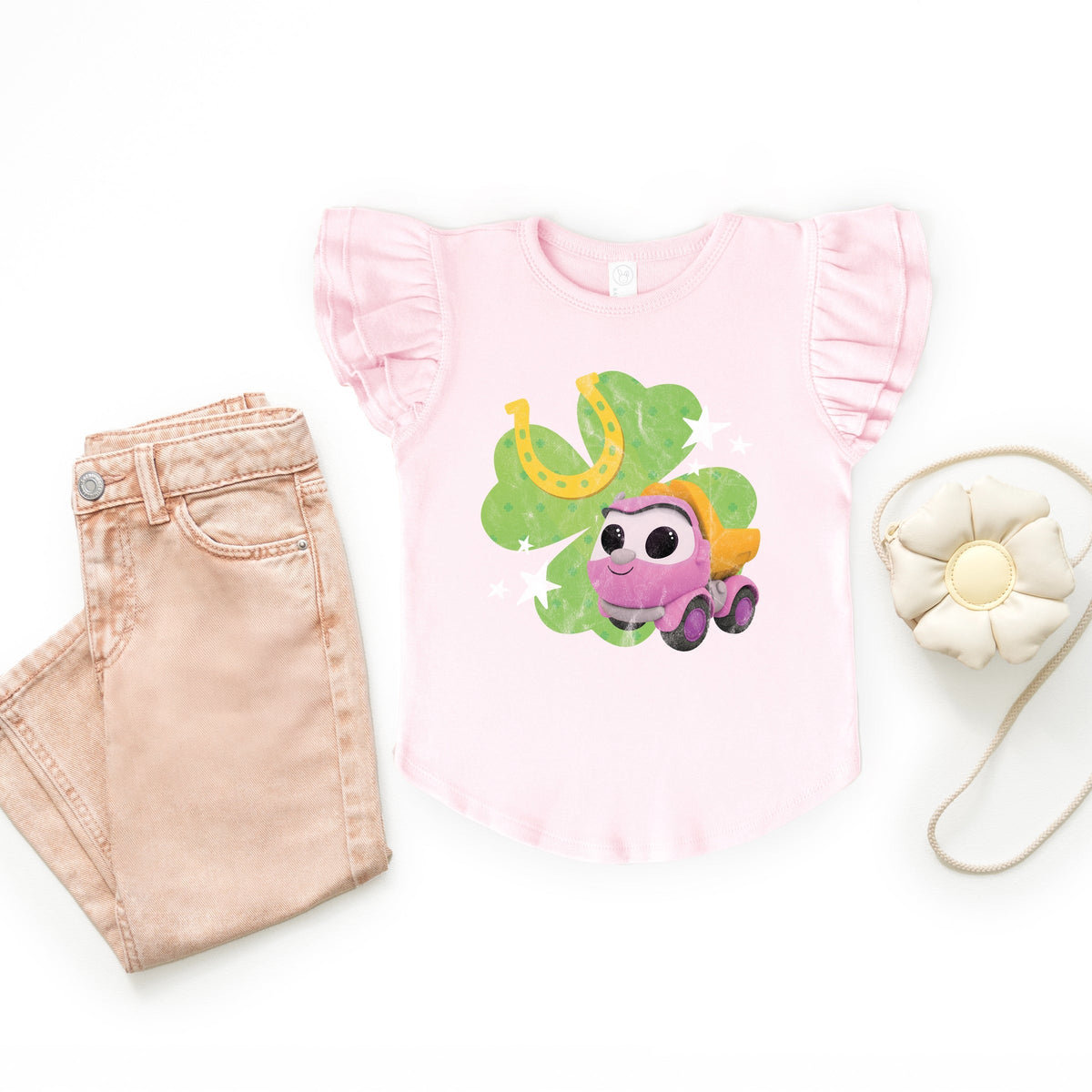 Leo the Truck Lea Clover - Flutter Sleeve Graphic T-Shirt