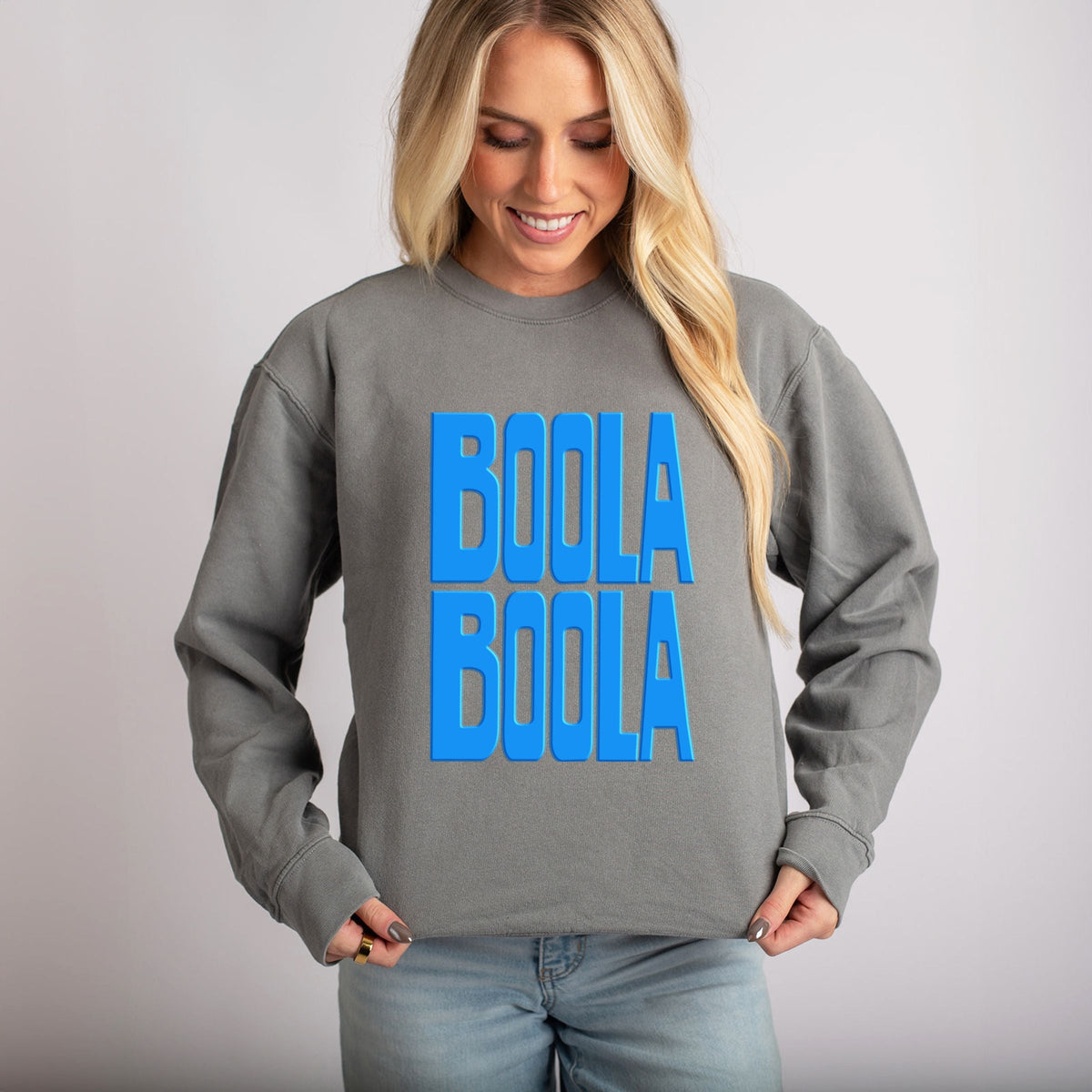 Yale Boola Boola Stacked Puff Print - Women's Lightweight Garment Dyed Sweatshirt