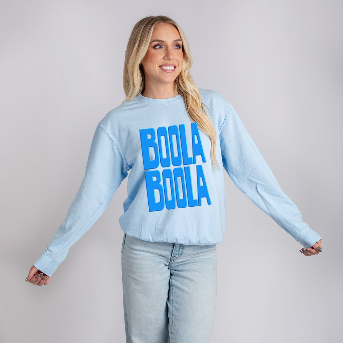 Yale Boola Boola Stacked Puff Print - Women's Lightweight Garment Dyed Sweatshirt
